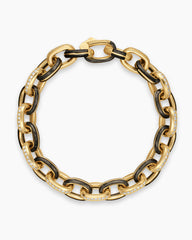 Streamline® Oval Link Bracelet in 18K Yellow Gold with Forged Carbon and Diamonds, 10.8mm
