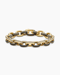 Streamline® Oval Link Bracelet in 18K Yellow Gold with Forged Carbon and Diamonds, 10.8mm