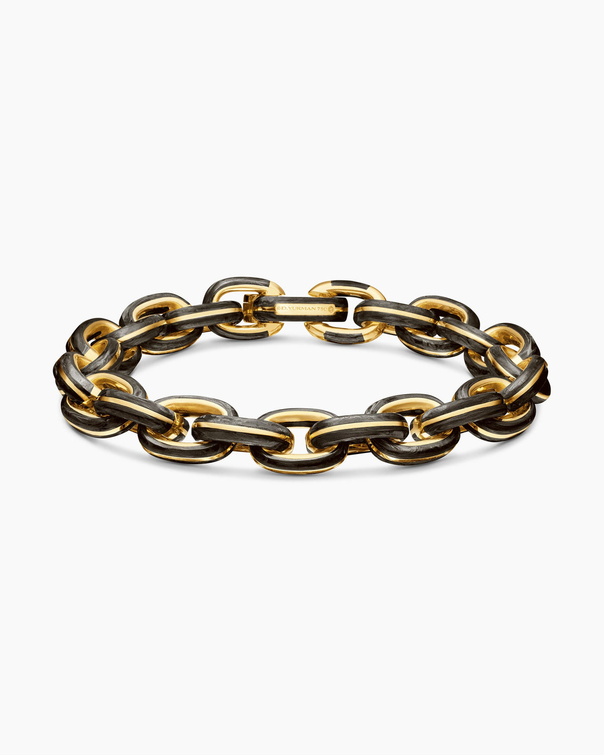 Streamline® Oval Link Bracelet in 18K Yellow Gold with Forged Carbon, 10.8mm