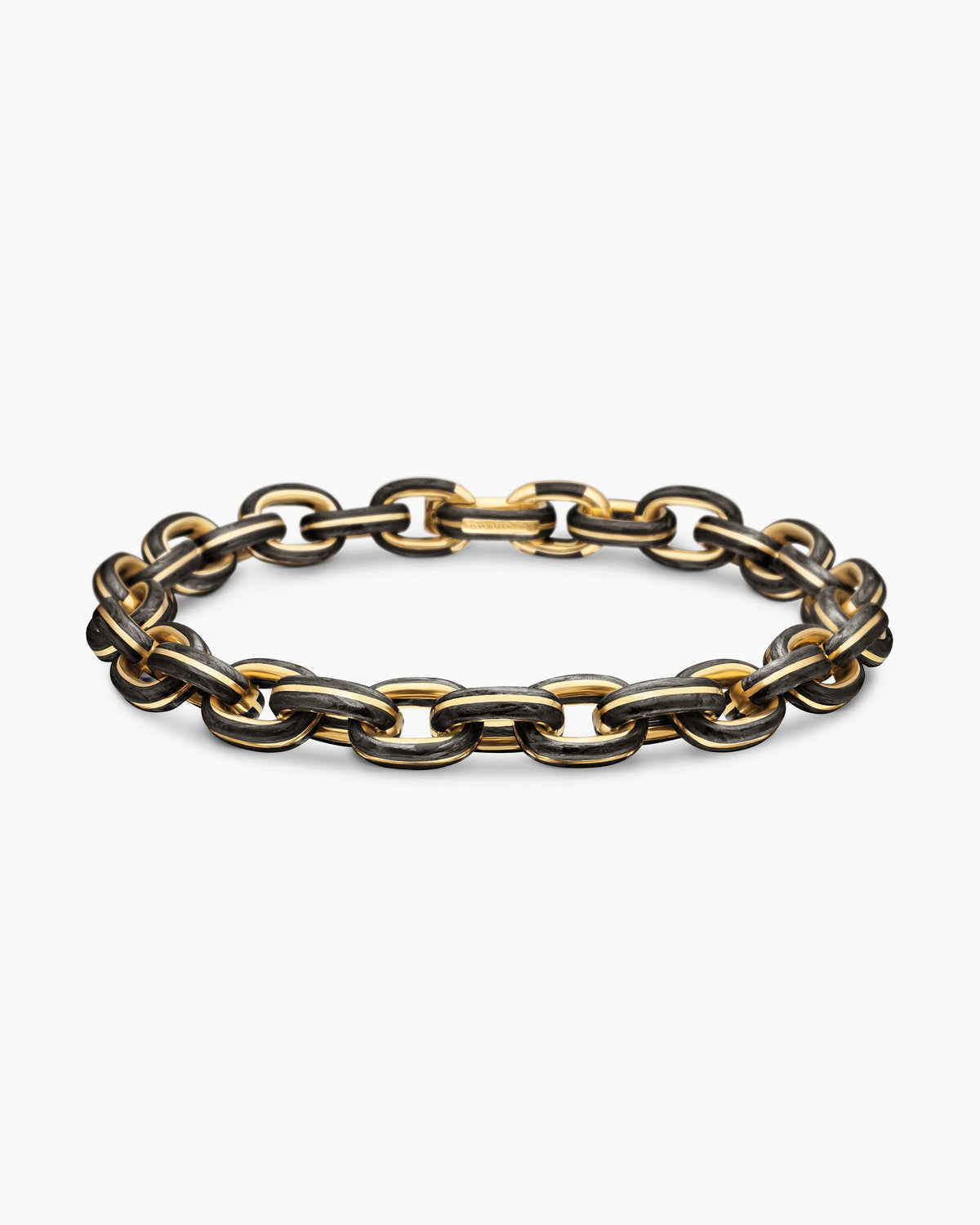 Streamline® Oval Link Bracelet in 18K Yellow Gold with Forged Carbon, 8.5mm