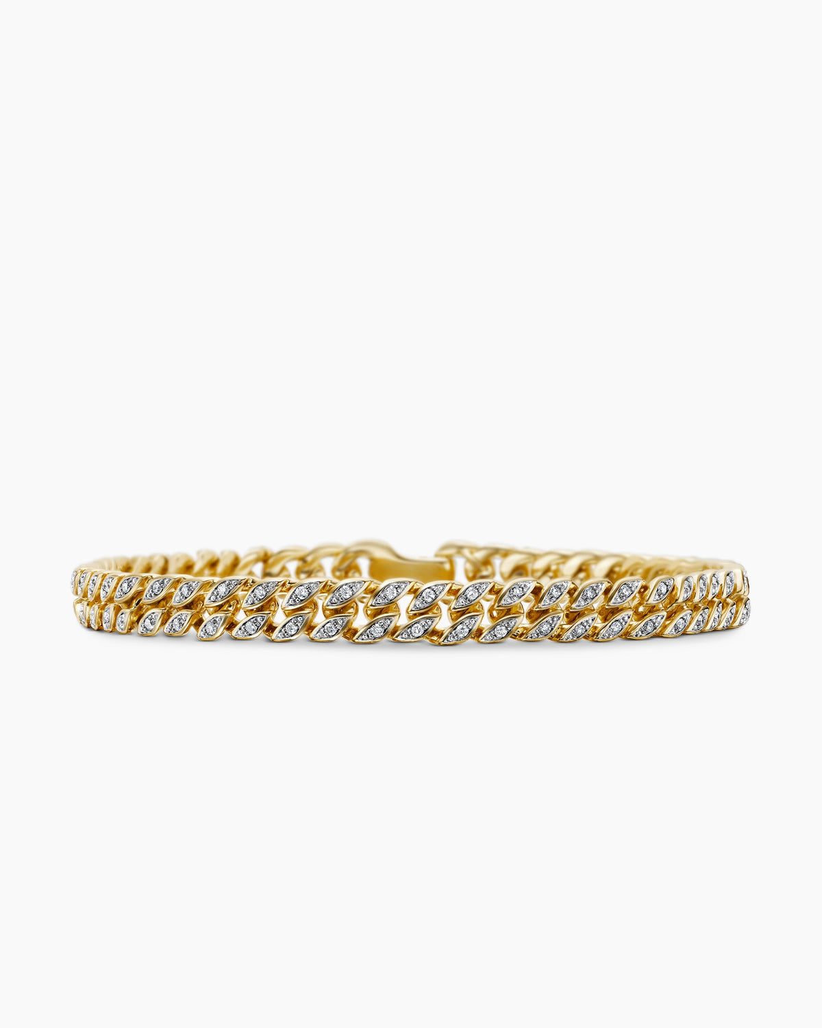 Curb Chain Bracelet in 18K Yellow Gold with Diamonds, 6mm