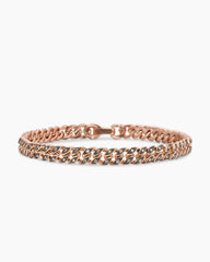 Curb Chain Bracelet in 18K Rose Gold with Cognac Diamonds, 6mm