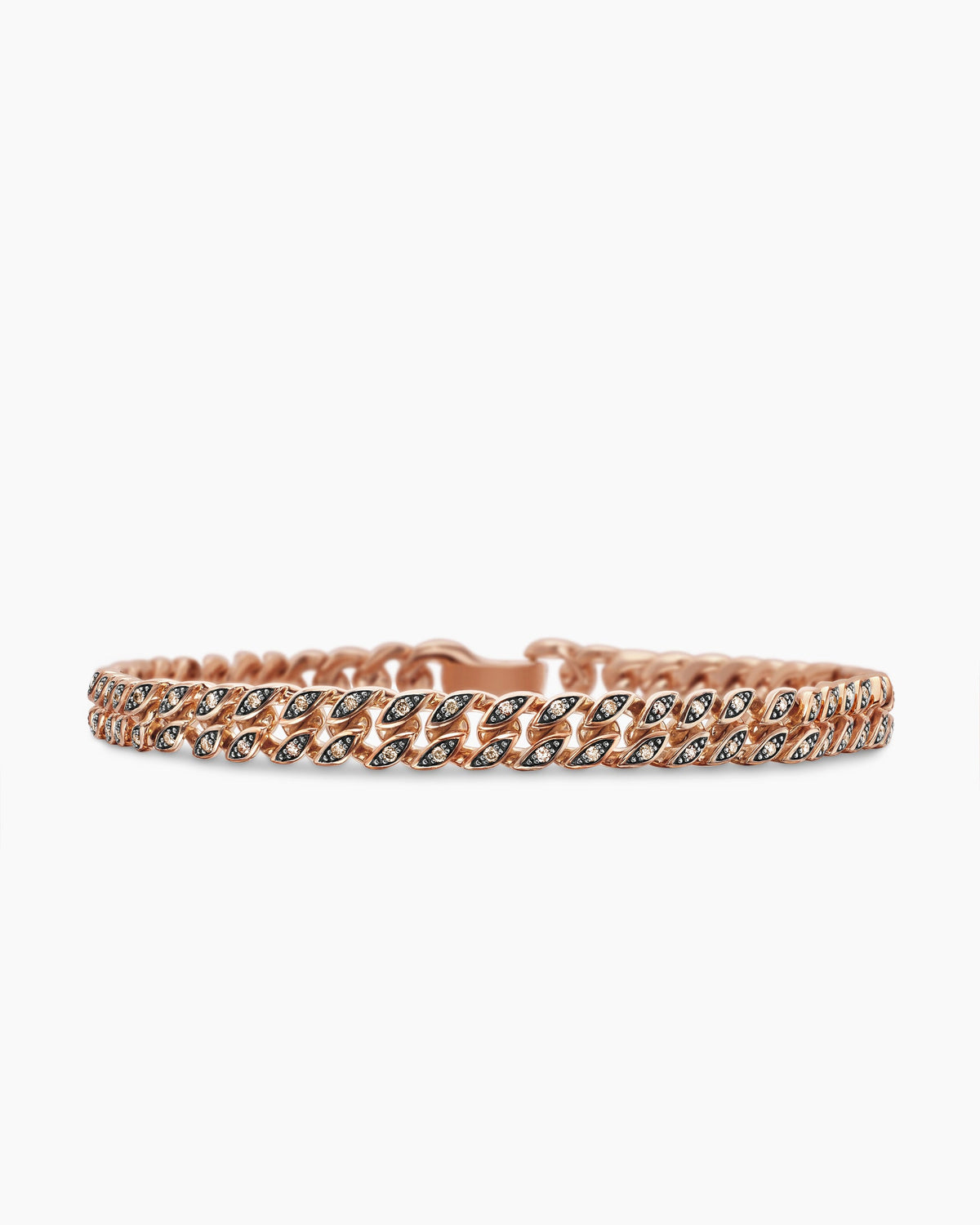 Curb Chain Bracelet in 18K Rose Gold with Cognac Diamonds, 6mm