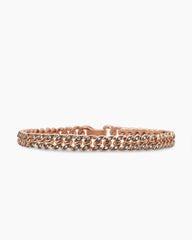 Curb Chain Bracelet in 18K Rose Gold with Cognac Diamonds, 6mm