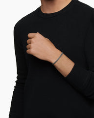 Curb Chain Bracelet in Sterling Silver with Black Diamonds, 6mm