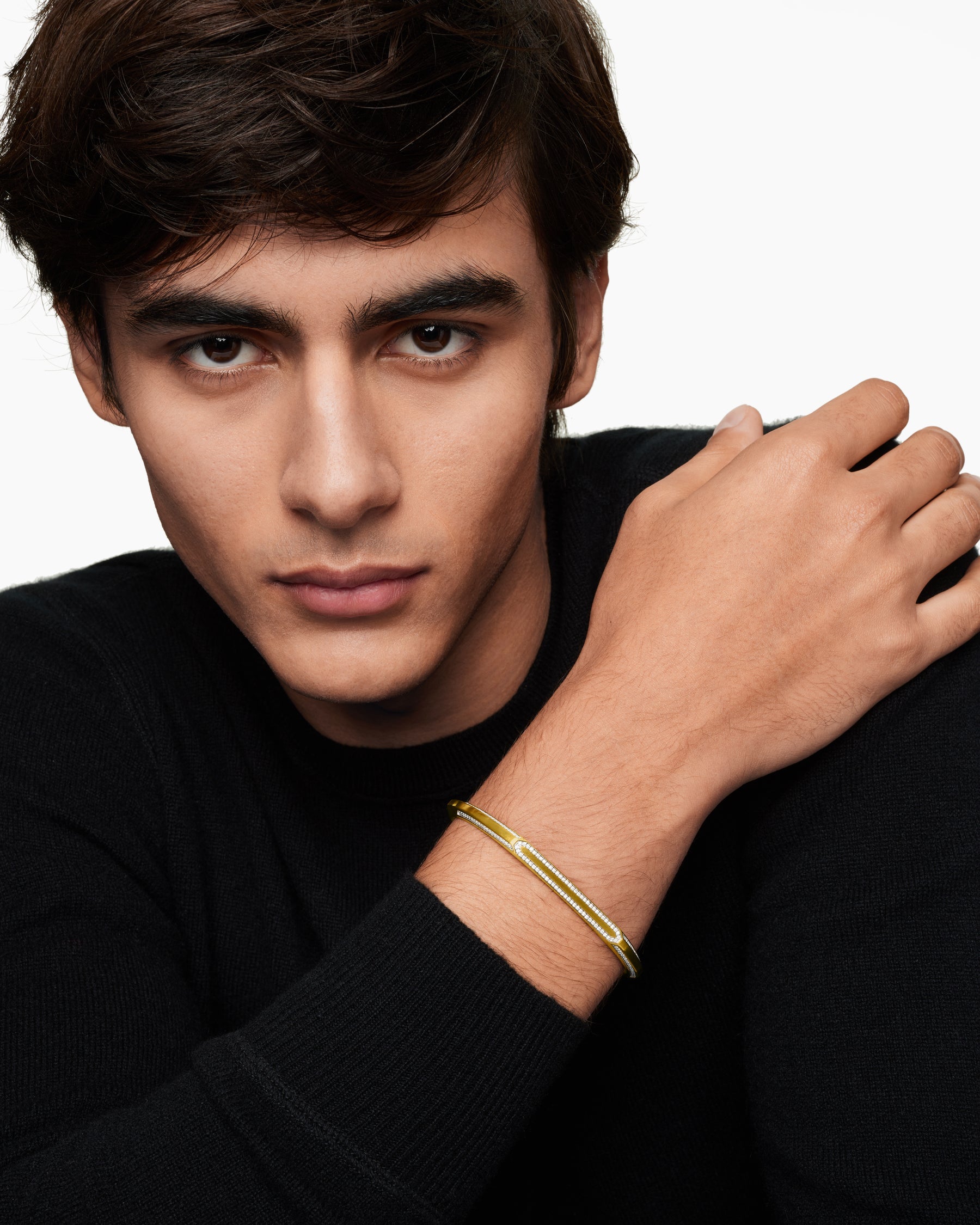 Streamline® Cuff Bracelet in 18K Yellow Gold with Diamonds, 5.5mm
