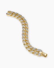 Curb Chain Bracelet in 18K Yellow Gold with Diamonds, 18mm
