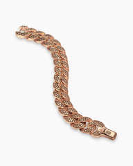 Curb Chain Bracelet in 18K Rose Gold with Cognac Diamonds, 18mm