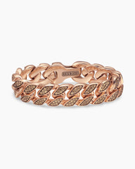 Curb Chain Bracelet in 18K Rose Gold with Cognac Diamonds, 18mm