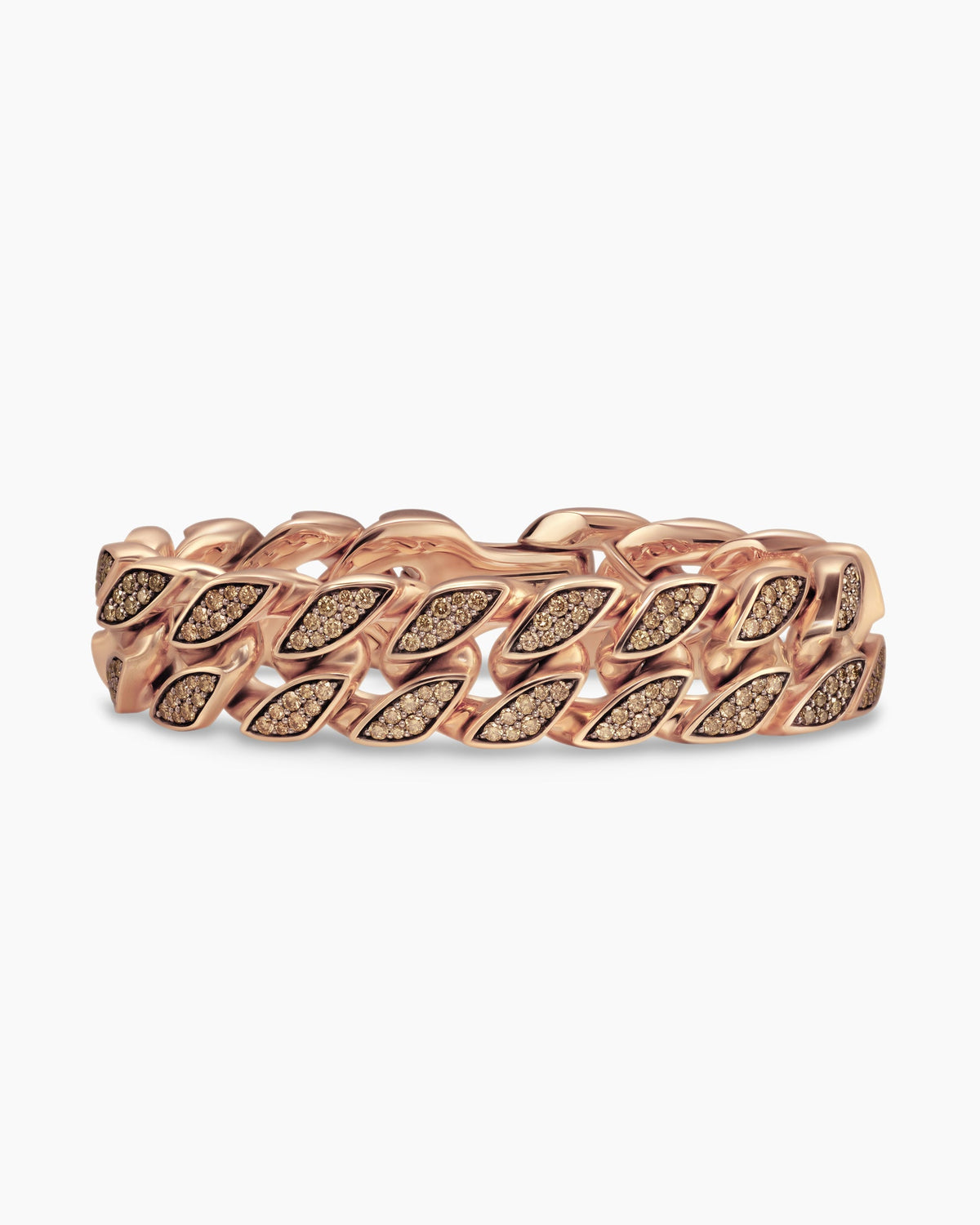 Curb Chain Bracelet in 18K Rose Gold with Cognac Diamonds, 18mm