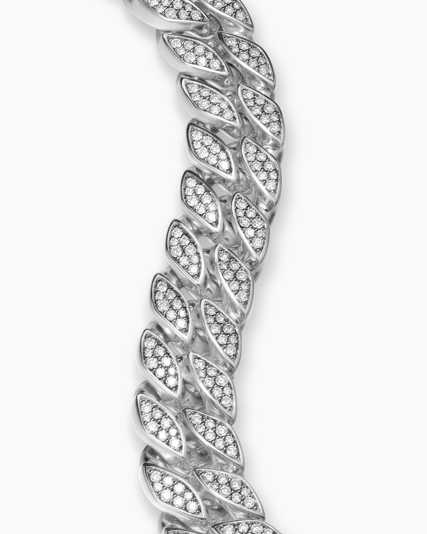 Curb Chain Bracelet in Sterling Silver with Diamonds, 18mm