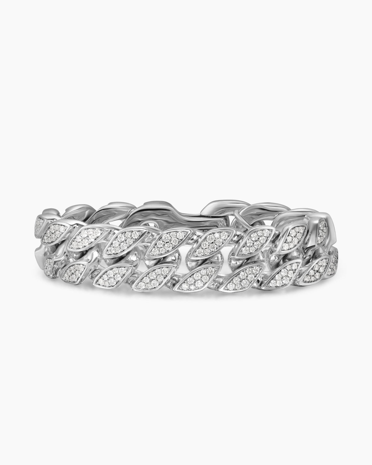 Curb Chain Bracelet in Sterling Silver with Diamonds, 18mm