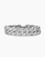 Curb Chain Bracelet in Sterling Silver with Diamonds, 18mm