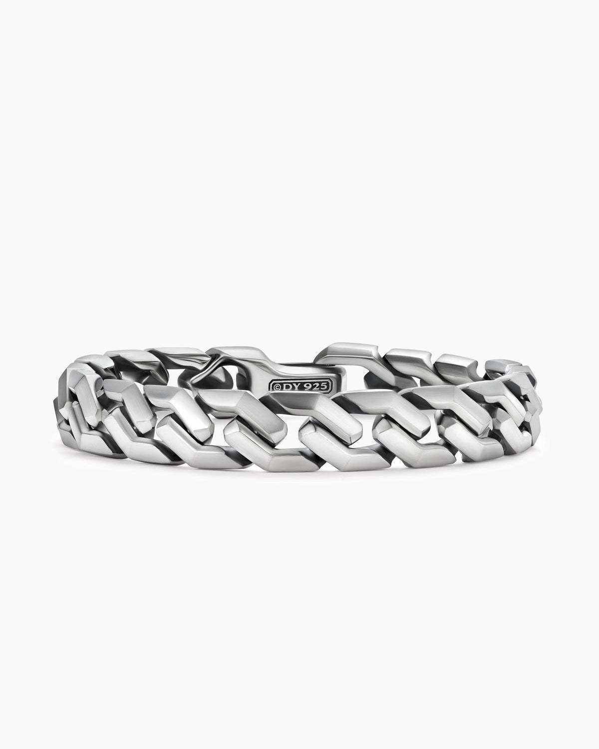 Curb Chain Angular Link Bracelet in Sterling Silver, 11.5mm