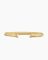Cable Cuff Bracelet in 18K Yellow Gold with Pavé Diamonds, 6mm