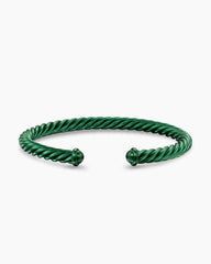 Cable Cuff Bracelet in Green Aluminum, 6mm