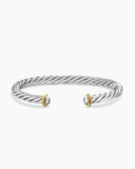 Cable Cuff Bracelet in Sterling Silver with 14K Yellow Gold, 6mm