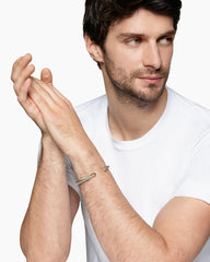 Cable Cuff Bracelet in Sterling Silver with 14K Yellow Gold, 6mm