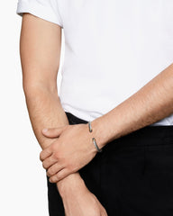 Cable Cuff Bracelet in Sterling Silver with 14K Yellow Gold and Hematine, 6mm