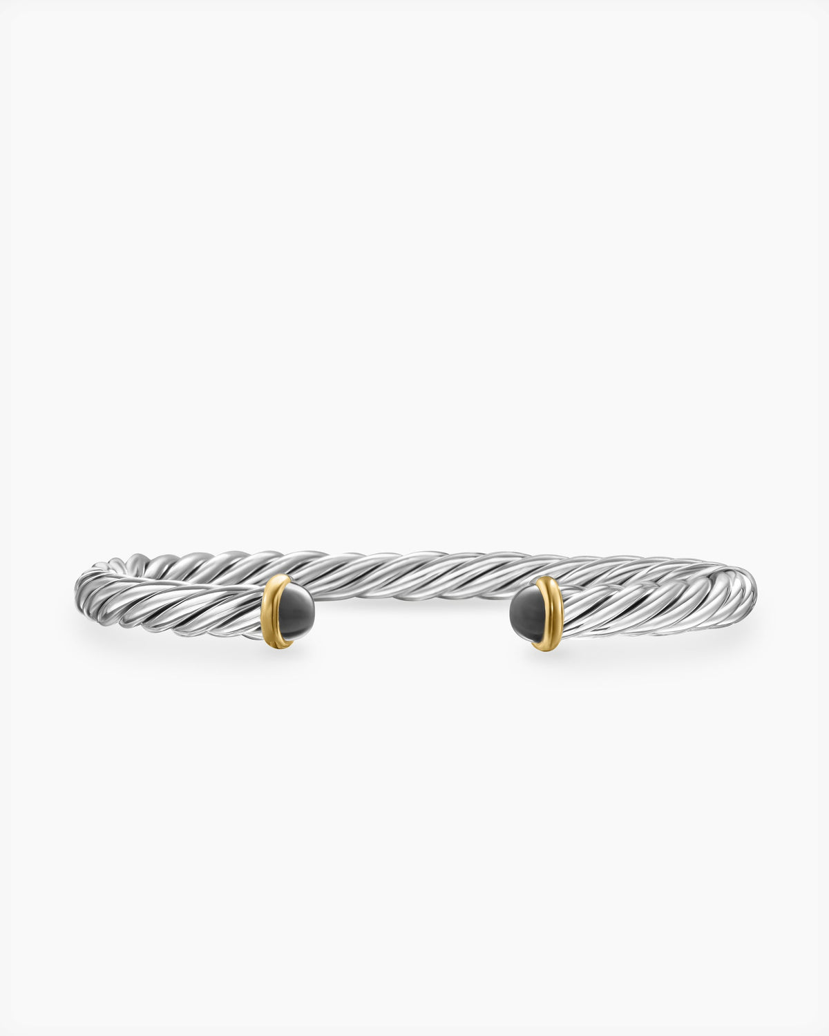 Cable Cuff Bracelet in Sterling Silver with 14K Yellow Gold and Hematine, 6mm