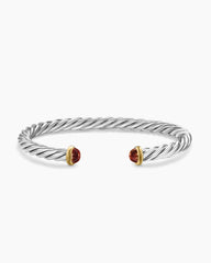Cable Cuff Bracelet in Sterling Silver with 14K Yellow Gold and Red Tiger's Eye, 6mm