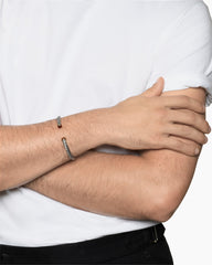 Cable Cuff Bracelet in Sterling Silver with 14K Yellow Gold and Red Tiger's Eye, 6mm