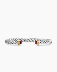 Cable Cuff Bracelet in Sterling Silver with 14K Yellow Gold and Red Tiger's Eye, 6mm