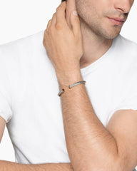 Cable Cuff Bracelet in Sterling Silver with 14K Yellow Gold and Tiger's Eye, 6mm