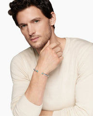 Cable Cuff Bracelet in Sterling Silver with 14K Yellow Gold and Turquoise, 6mm