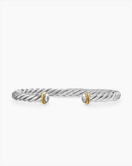 Cable Cuff Bracelet in Sterling Silver with 14K Yellow Gold, 6mm