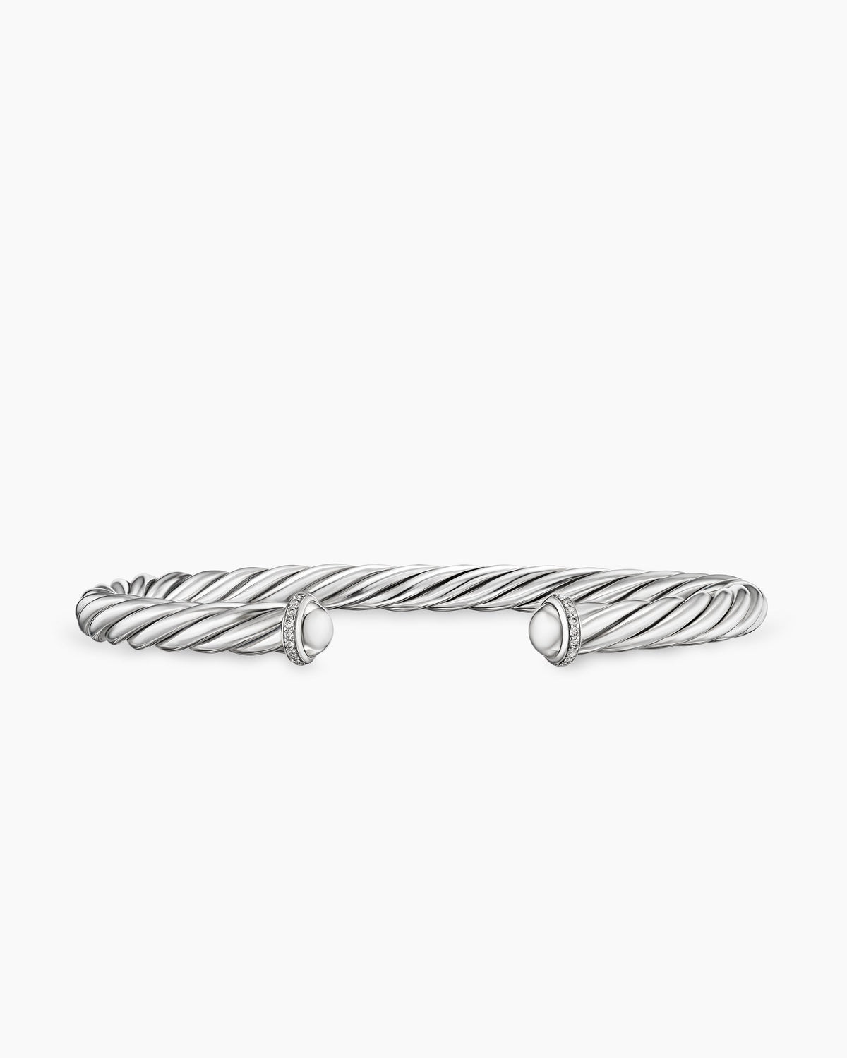 Cable Cuff Bracelet in Sterling Silver with Pavé Diamonds, 6mm