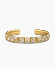 Pyramid Cuff Bracelet in 18K Yellow Gold with Diamonds, 9.3mm