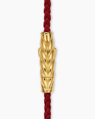 Chevron Triple Wrap Bracelet in Red Leather with 18K Yellow Gold, 3mm