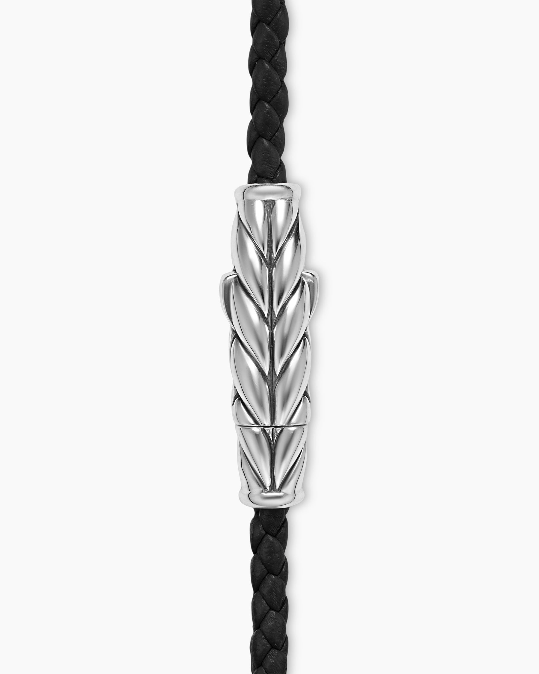 Chevron Triple Wrap Bracelet in Black Leather with Sterling Silver, 3mm
