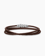 Chevron Triple Wrap Bracelet in Brown Leather with Sterling Silver, 3mm