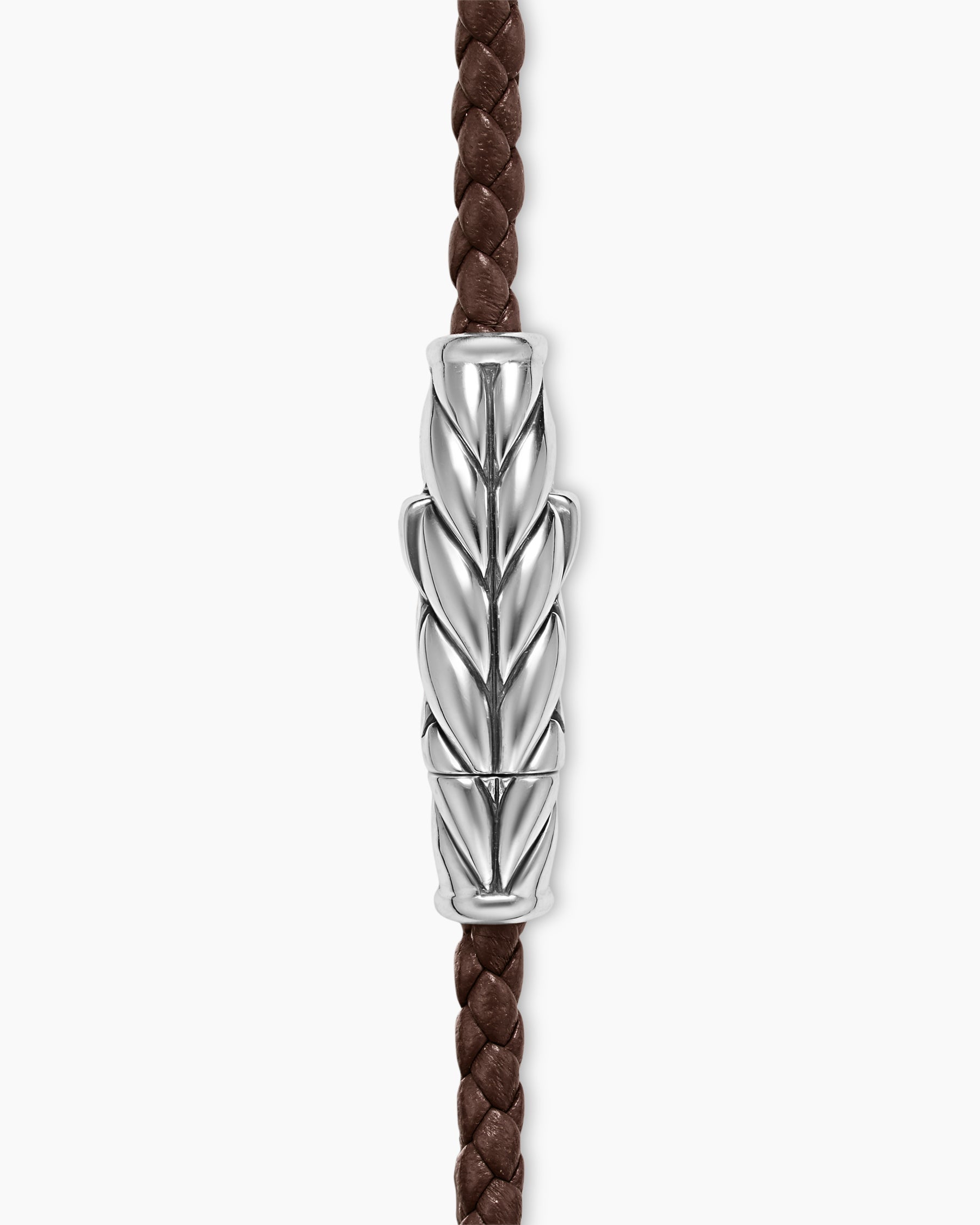 Chevron Triple Wrap Bracelet in Brown Leather with Sterling Silver, 3mm