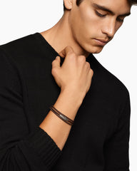 Chevron Triple Wrap Bracelet in Brown Leather with Sterling Silver, 3mm