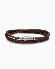 Chevron Triple Wrap Bracelet in Brown Leather with Sterling Silver, 3mm