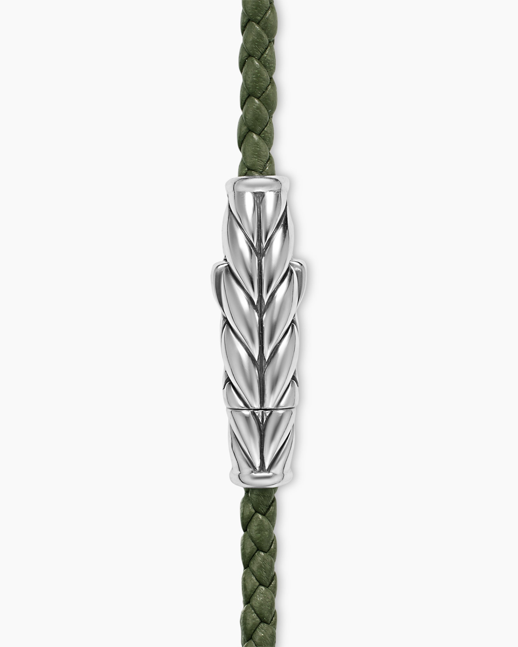 Chevron Triple Wrap Bracelet in Green Leather with Sterling Silver, 3mm