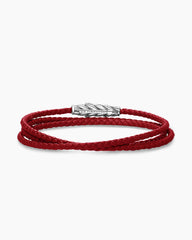 Chevron Triple Wrap Bracelet in Red Leather with Sterling Silver, 3mm