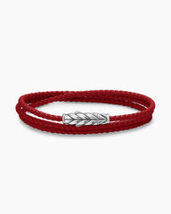Chevron Triple Wrap Bracelet in Red Leather with Sterling Silver, 3mm
