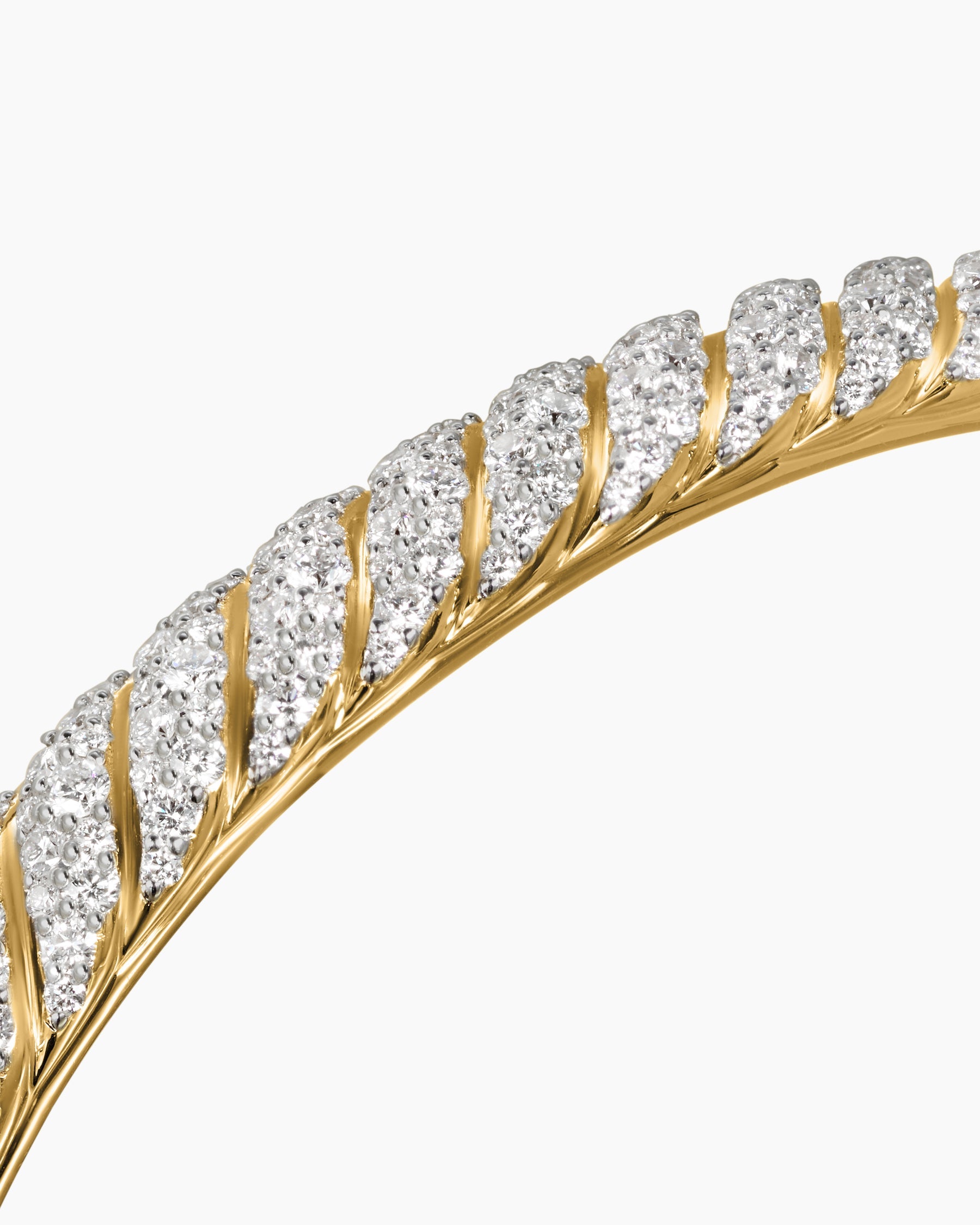 Sculpted Cable Cuff Bracelet in 18K Yellow Gold with Diamonds, 7mm