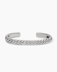 Sculpted Cable Cuff Bracelet in 18K White Gold, 7mm