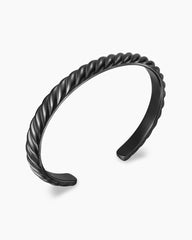 Sculpted Cable Cuff Bracelet in Black Titanium, 7mm