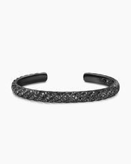 Sculpted Cable Cuff Bracelet in Black Titanium with Black Diamonds, 7mm