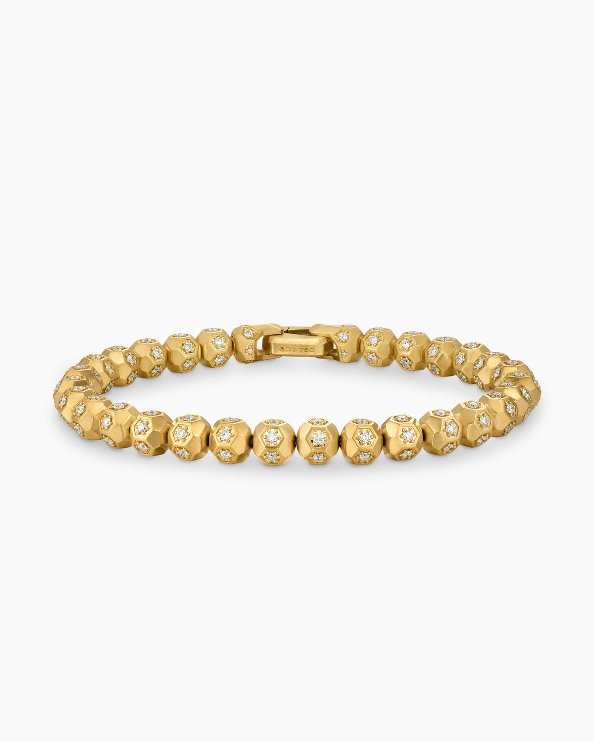 Spiritual Beads Faceted Bracelet in 18K Yellow Gold with Pavé Diamonds, 6mm