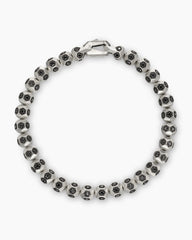 Spiritual Beads Faceted Bracelet in Sterling Silver with Pavé Black Diamonds, 6mm