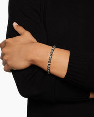 Spiritual Beads Faceted Bracelet in Sterling Silver with Pavé Black Diamonds, 6mm