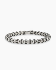 Spiritual Beads Faceted Bracelet in Sterling Silver with Pavé Black Diamonds, 6mm