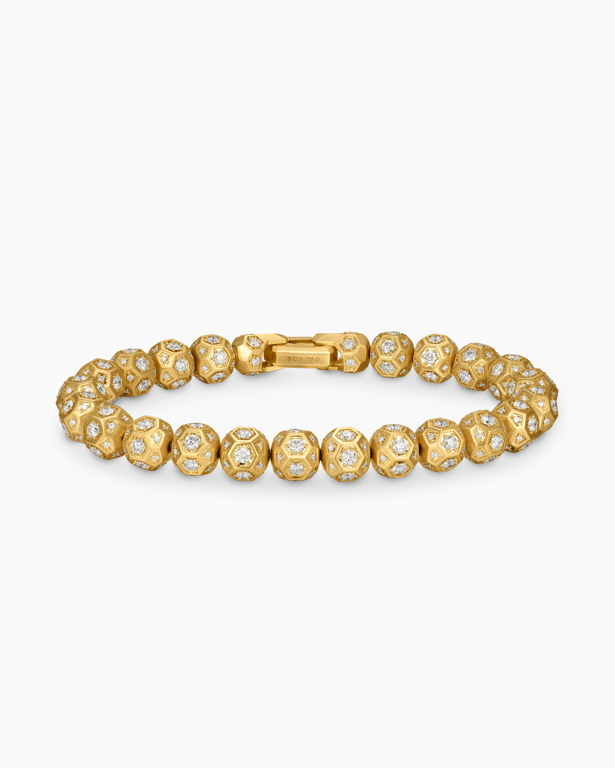 Spiritual Beads Faceted Bracelet in 18K Yellow Gold with Pavé Diamonds, 8mm